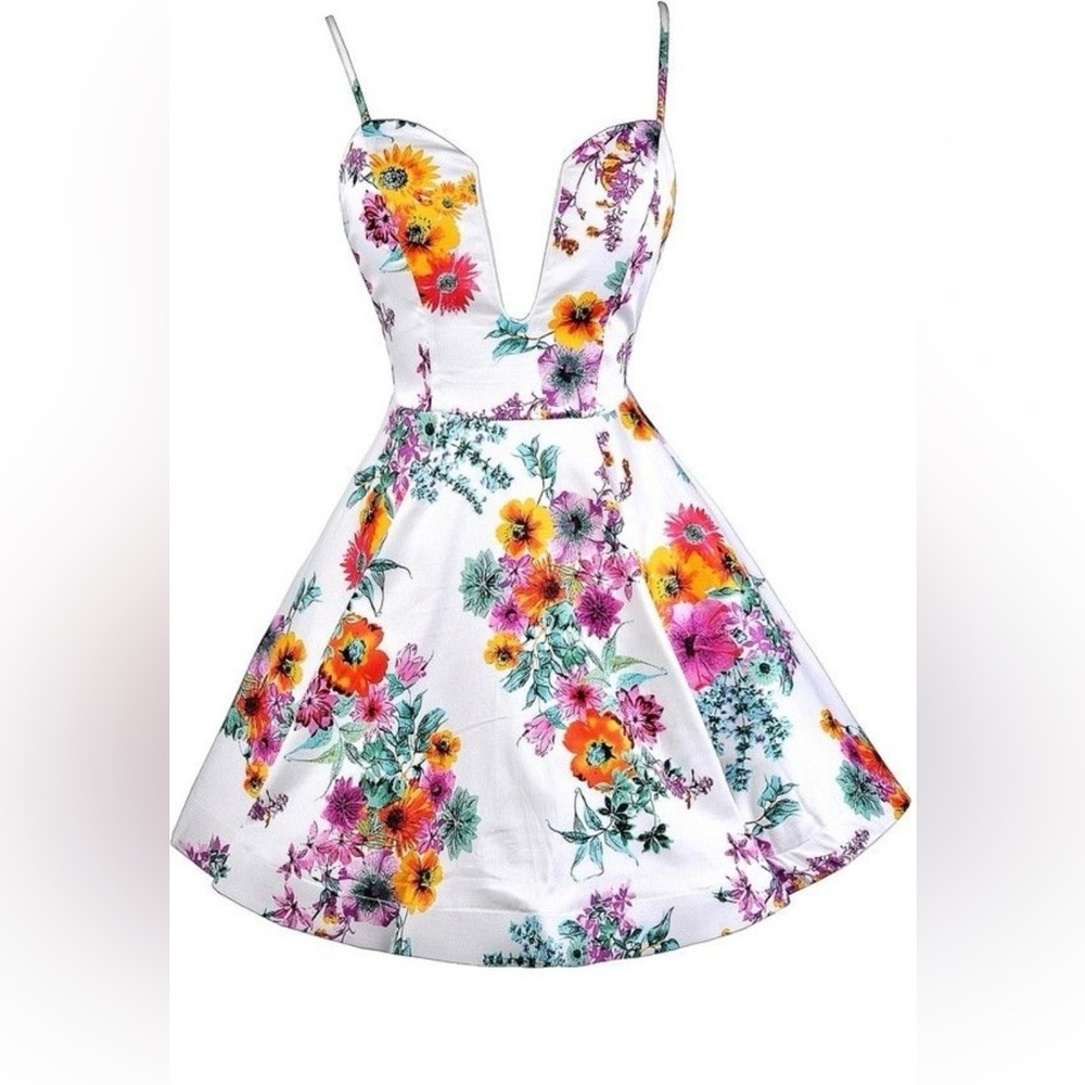 Reverse Floral Midi Dress - Multicolor